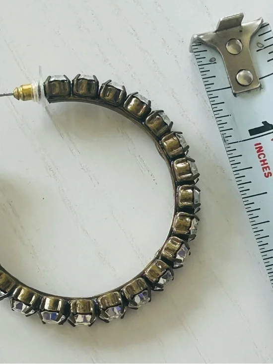 Gold-Tone Crystal Hoop Earrings - Women Jewelry - Picture 5 of 5